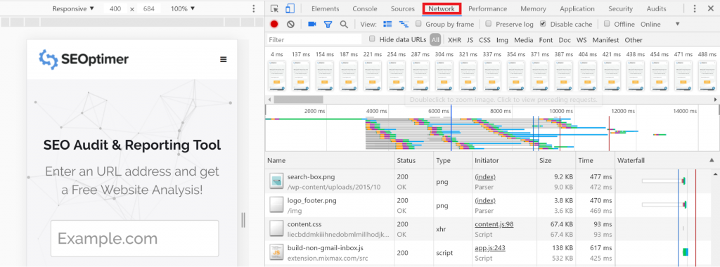 check page load time seoptimer tool